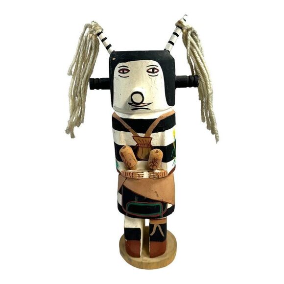 Jemez Indian Hand-Painted Tay-Boo Clown Kachina Doll Pueblo Vintage Katsina - Picture 1 of 8